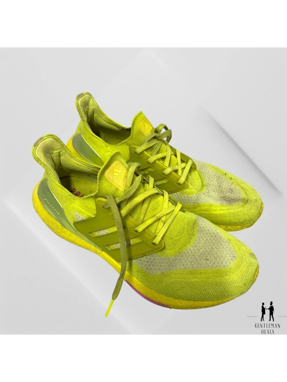 Mens ADIDAS UltraBoost 21’ Solar Yellow Athletic Shoes / Size 11 US 10 UK DIRTY